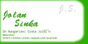 jolan sinka business card